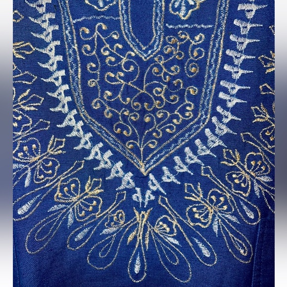 Ashro Ethnic African American Pride 2 piece Pant Set - Size S Embroidered Blue - Picture 6 of 7